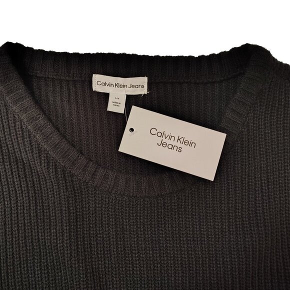 Calvin Klein Womens Ribbed Zipper Slit Sweater Dress - Picture 6 of 6